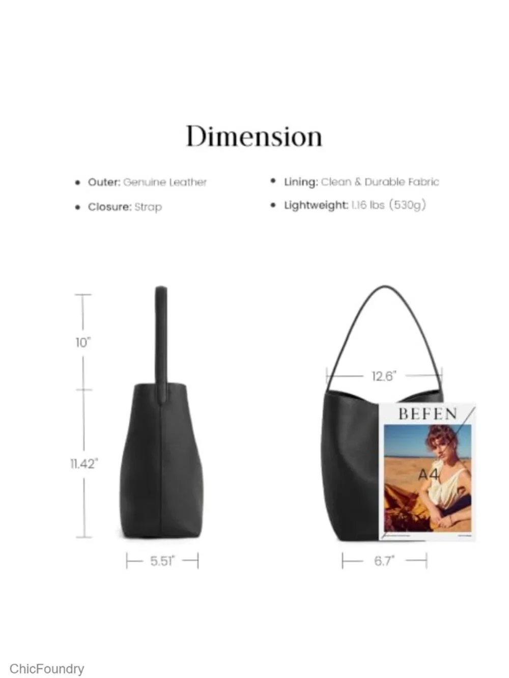 Genuine Leather Bucket Bag, Pebbled Texture, Shoulder Bag